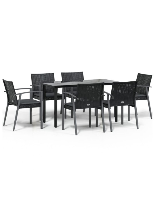 7-osaline aia söögimööbli komplekt istmepatjadega, rotang/teras