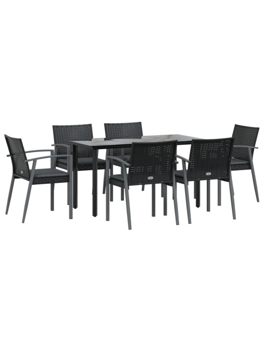 7-osaline aia söögimööbli komplekt istmepatjadega, rotang/teras