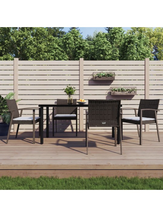 5-osaline aia söögimööbli komplekt istmepatjadega, rotang/teras