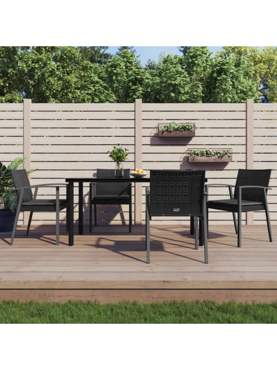 5-osaline aia söögimööbli komplekt istmepatjadega, rotang/teras