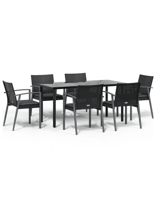 7-osaline aia söögimööbli komplekt istmepatjadega, rotang/teras