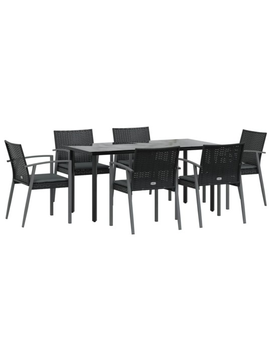 7-osaline aia söögimööbli komplekt istmepatjadega, rotang/teras