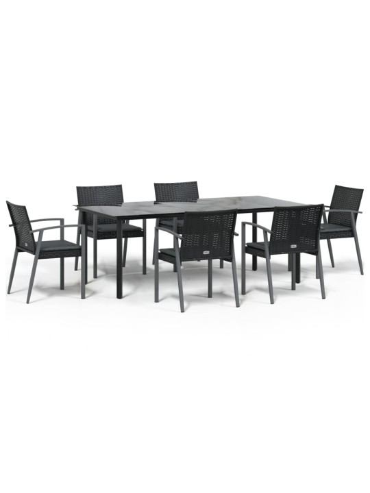 7-osaline aia söögimööbli komplekt istmepatjadega, rotang/teras