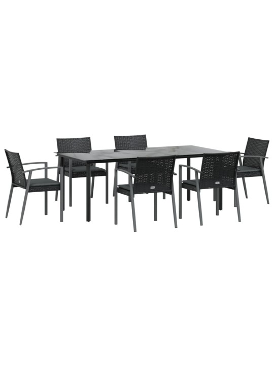 7-osaline aia söögimööbli komplekt istmepatjadega, rotang/teras