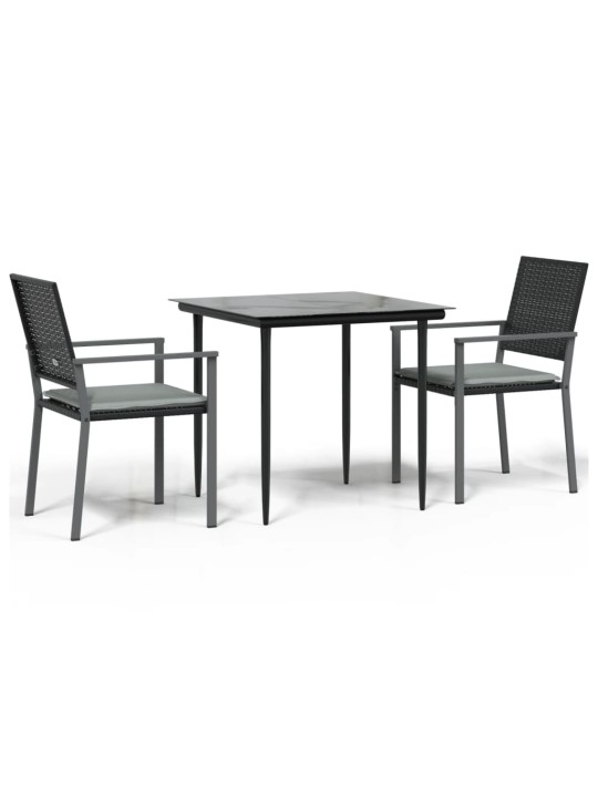 3-osaline aia söögimööbli komplekt istmepatjadega, rotang/teras