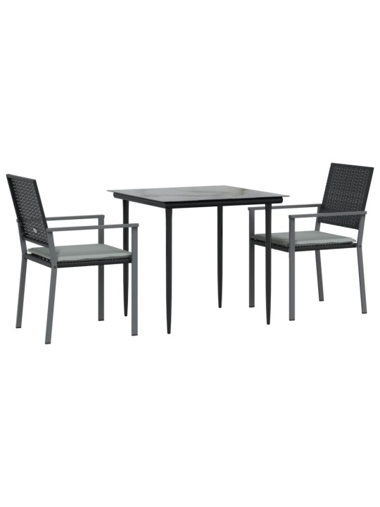 3-osaline aia söögimööbli komplekt istmepatjadega, rotang/teras