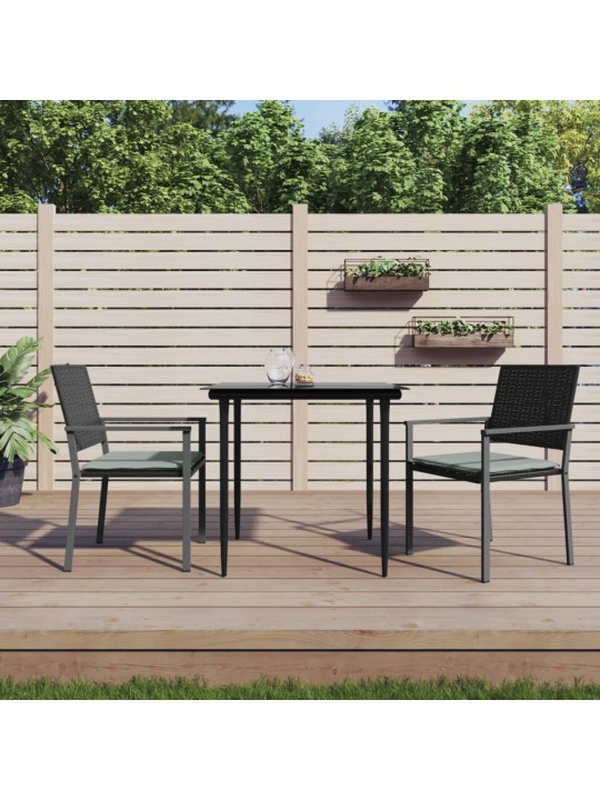 3-osaline aia söögimööbli komplekt istmepatjadega, rotang/teras