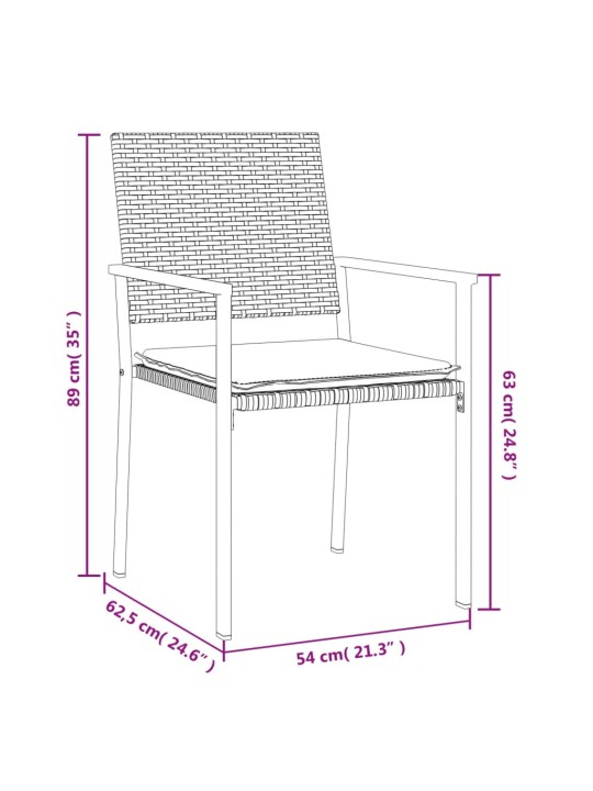 5-osaline aia söögimööbli komplekt istmepatjadega, rotang/teras