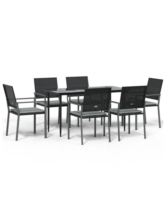 7-osaline aia söögimööbli komplekt istmepatjadega, rotang/teras