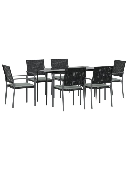7-osaline aia söögimööbli komplekt istmepatjadega, rotang/teras