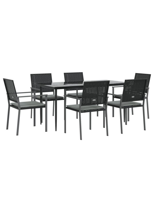 7-osaline aia söögimööbli komplekt istmepatjadega, rotang/teras