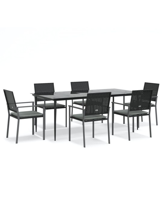 7-osaline aia söögimööbli komplekt istmepatjadega, rotang/teras