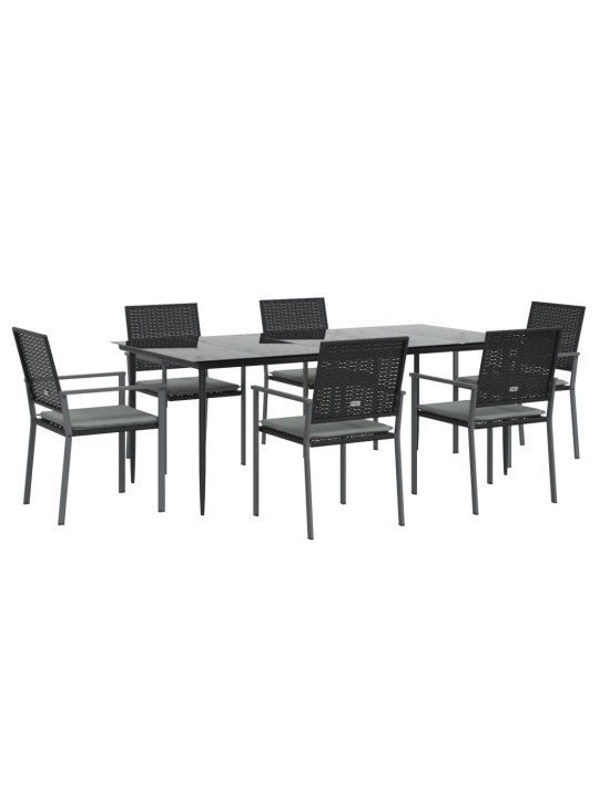 7-osaline aia söögimööbli komplekt istmepatjadega, rotang/teras