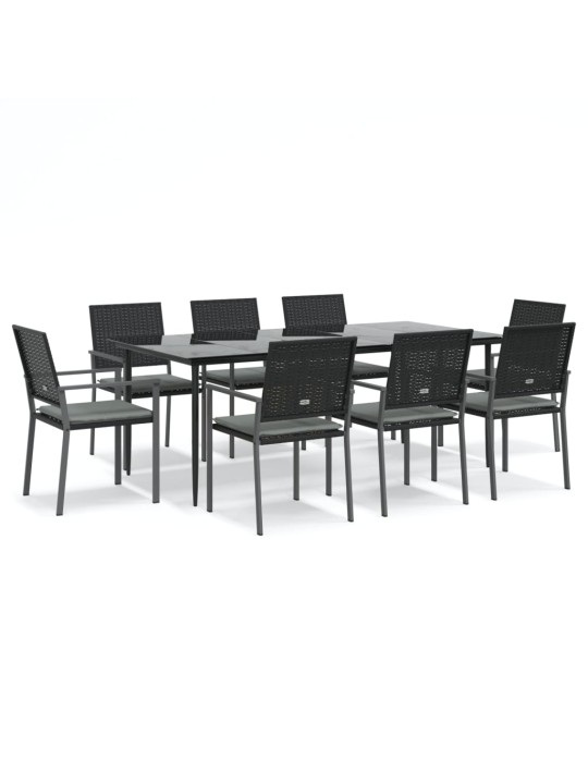 9-osaline aia söögimööbli komplekt istmepatjadega, rotang/teras