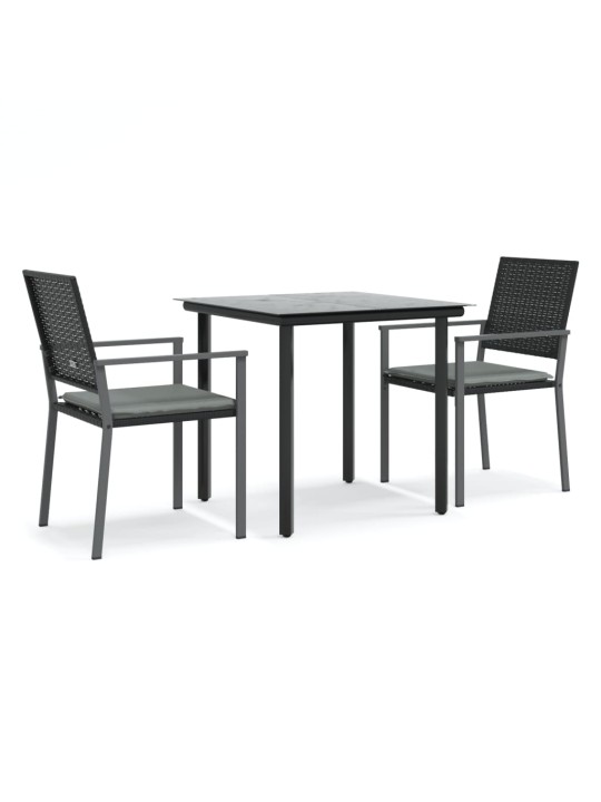 3-osaline aia söögimööbli komplekt istmepatjadega, rotang/teras
