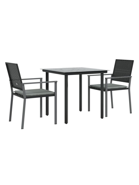 3-osaline aia söögimööbli komplekt istmepatjadega, rotang/teras