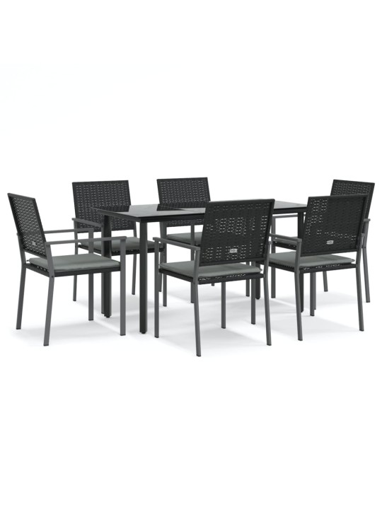 7-osaline aia söögimööbli komplekt istmepatjadega, rotang/teras