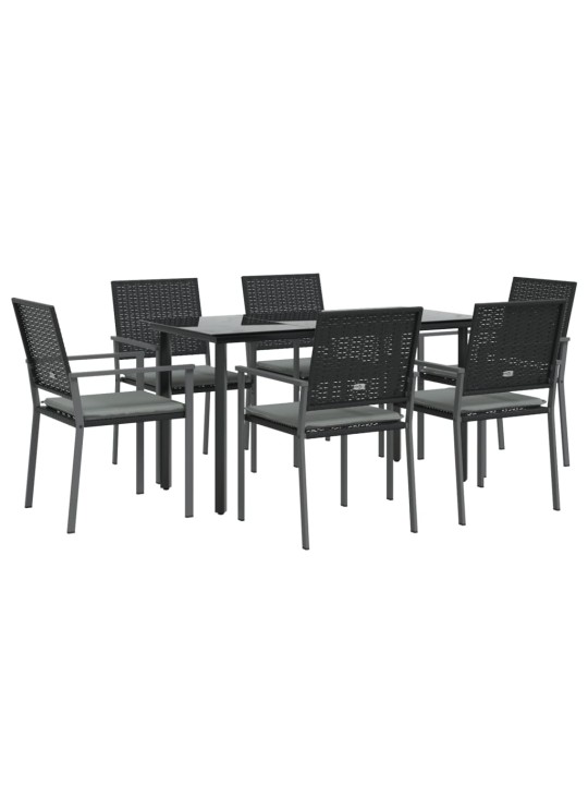 7-osaline aia söögimööbli komplekt istmepatjadega, rotang/teras