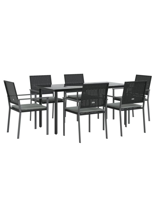 7-osaline aia söögimööbli komplekt istmepatjadega, rotang/teras