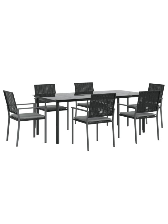 7-osaline aia söögimööbli komplekt istmepatjadega, rotang/teras
