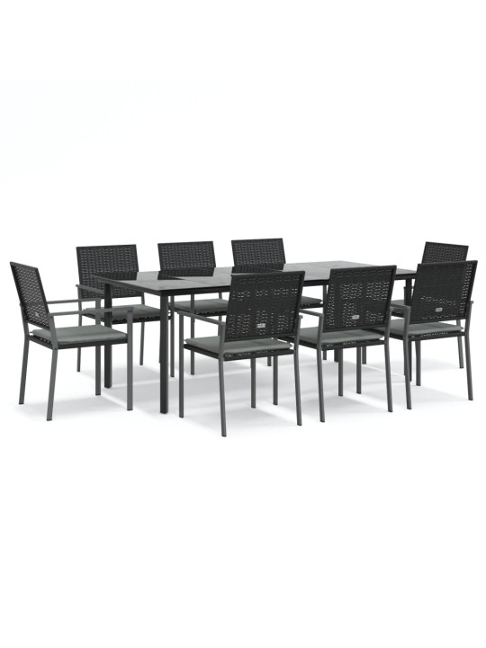 9-osaline aia söögimööbli komplekt istmepatjadega, rotang/teras