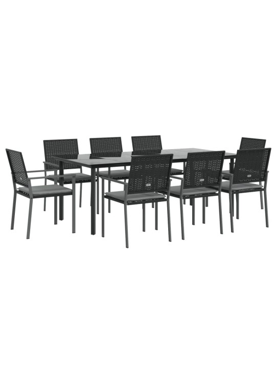 9-osaline aia söögimööbli komplekt istmepatjadega, rotang/teras