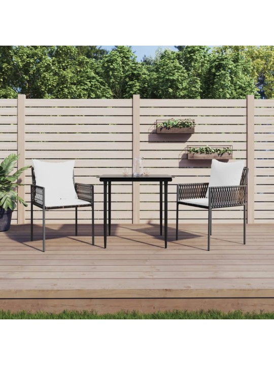 3-osaline aia söögimööbli komplekt istmepatjadega, rotang/teras