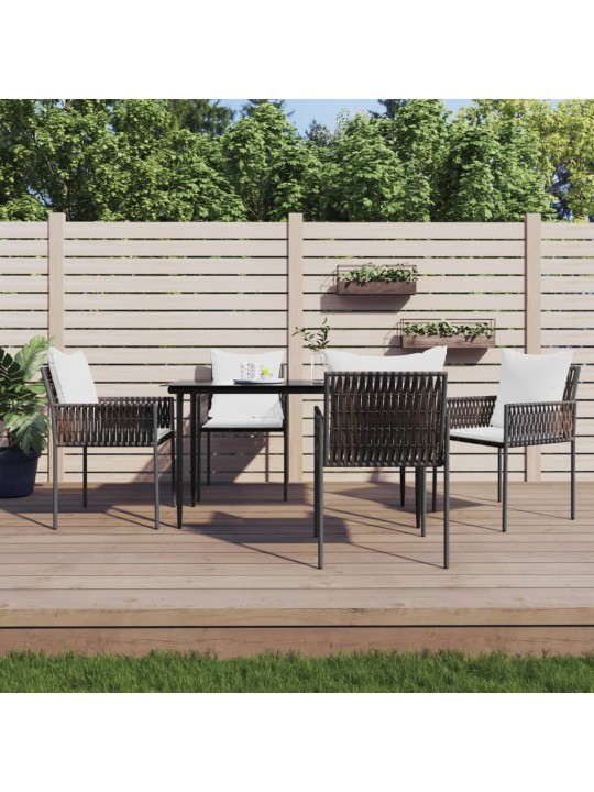 5-osaline aia söögimööbli komplekt istmepatjadega, rotang/teras