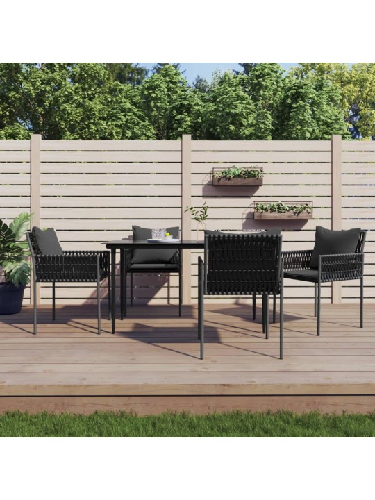 5-osaline aia söögimööbli komplekt istmepatjadega, rotang/teras