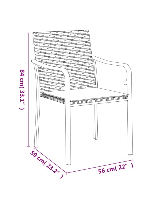 Aiatoolid patjadega 4 tk, pruun, 56 x 59 x 84 cm, polürotang