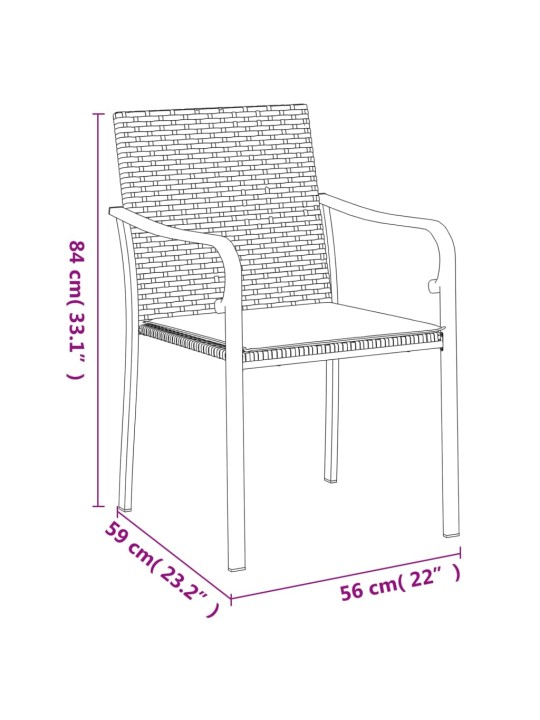 Aiatoolid patjadega 4 tk, must, 56 x 59 x 84 cm, polürotang