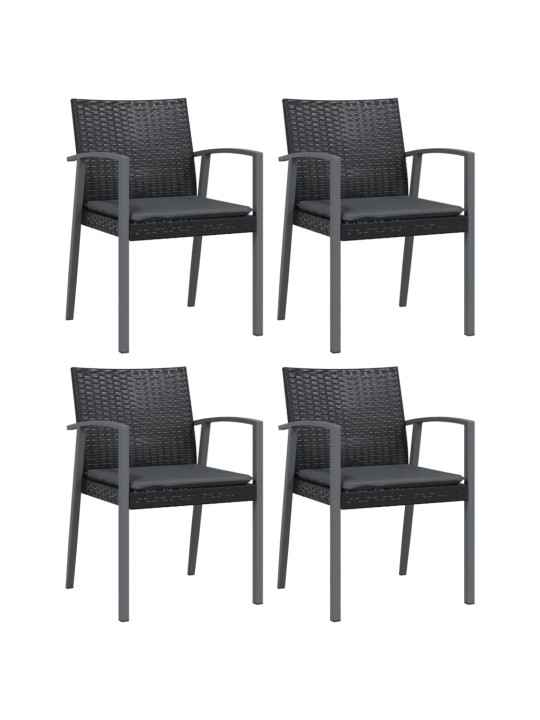 Aiatoolid patjadega 4 tk, must, 56,5 x 57 x 83 cm, polürotang