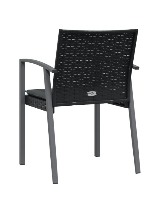 Aiatoolid patjadega 4 tk, must, 56,5 x 57 x 83 cm, polürotang