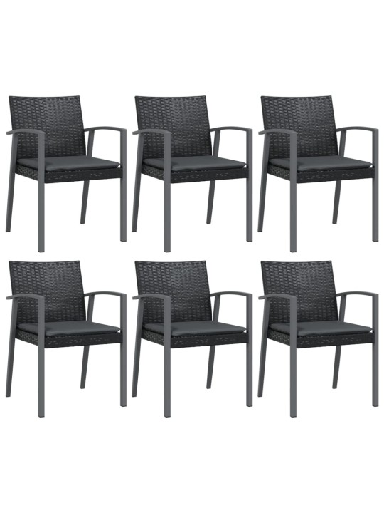 Aiatoolid patjadega 6 tk, must, 56,5 x 57 x 83 cm, polürotang