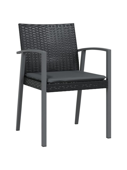 Aiatoolid patjadega 6 tk, must, 56,5 x 57 x 83 cm, polürotang