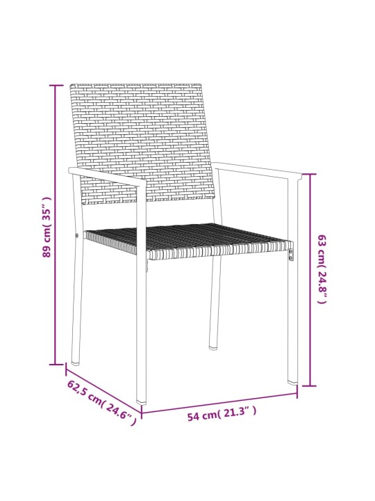 Aiatoolid 4 tk, must, 54 x 62,5 x 89 cm, polürotang