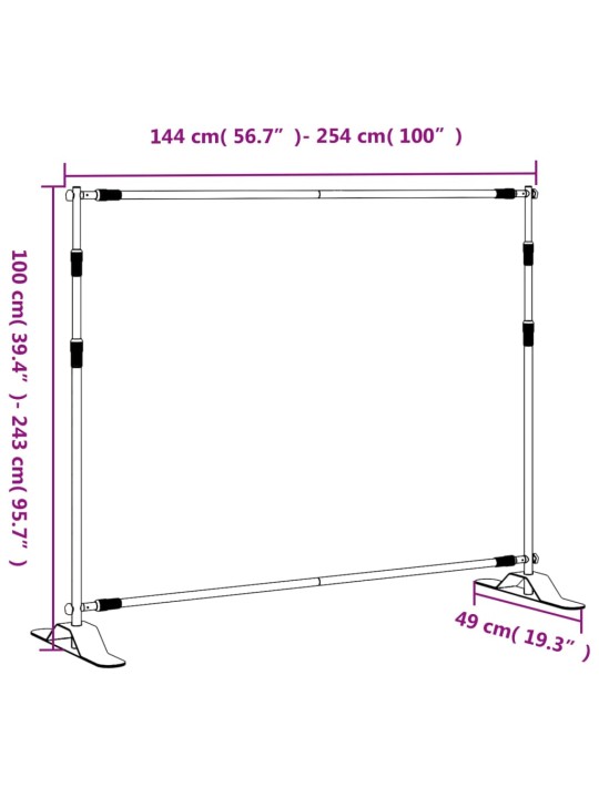 Taustaraamid 2 tk, must, 254x243 cm, teras