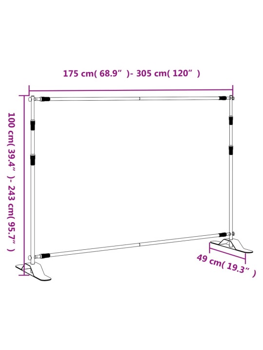 Taustaraamid 2 tk, must, 305x243 cm, teras