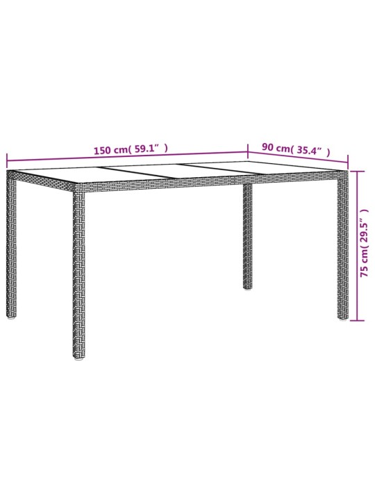 5-osaline aiamööbli komplekt patjadega, must, polürotang