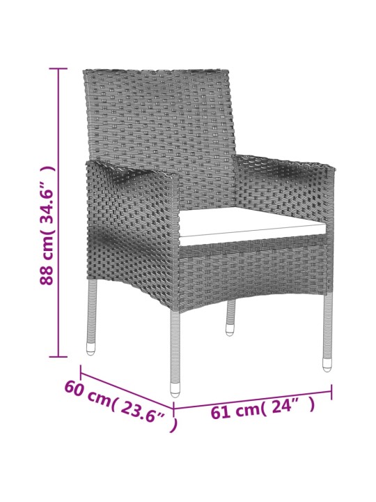 9-osaline aiamööbli komplekt patjadega, must, polürotang