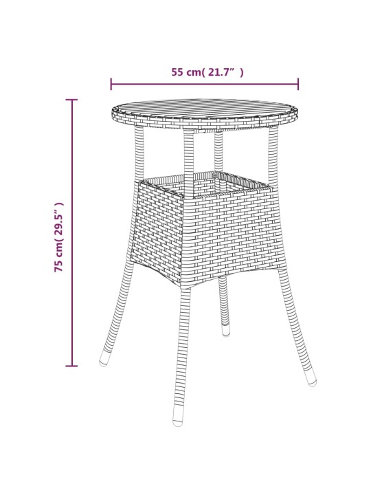 5-osaline aia bistrookomplekt patjadega, must, polürotang