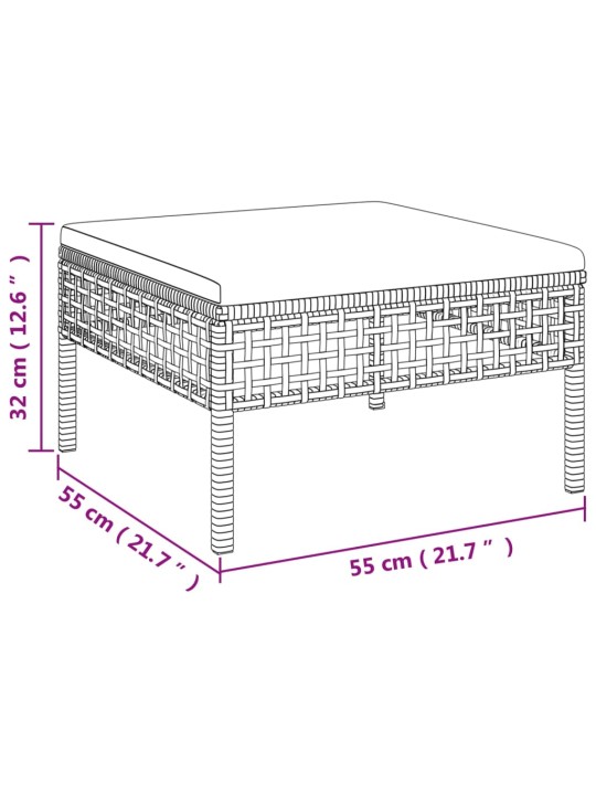 3-osaline aiamööbli komplekt patjadega, hall, polürotang