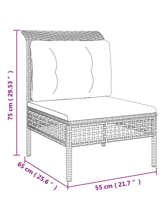 3-osaline aiamööbli komplekt patjadega, hall, polürotang