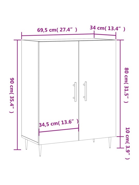 Puhvetkapp, must, 69,5 x 34 x 90 cm, tehispuit