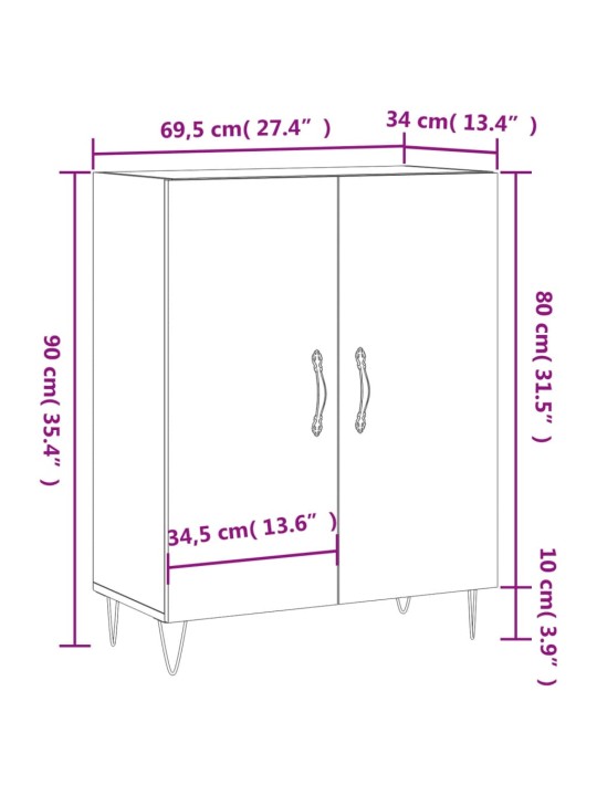 Puhvetkapp, must, 69,5 x 34 x 90 cm, tehispuit