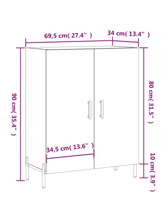 Puhvetkapp, must, 69,5 x 34 x 90 cm, tehispuit