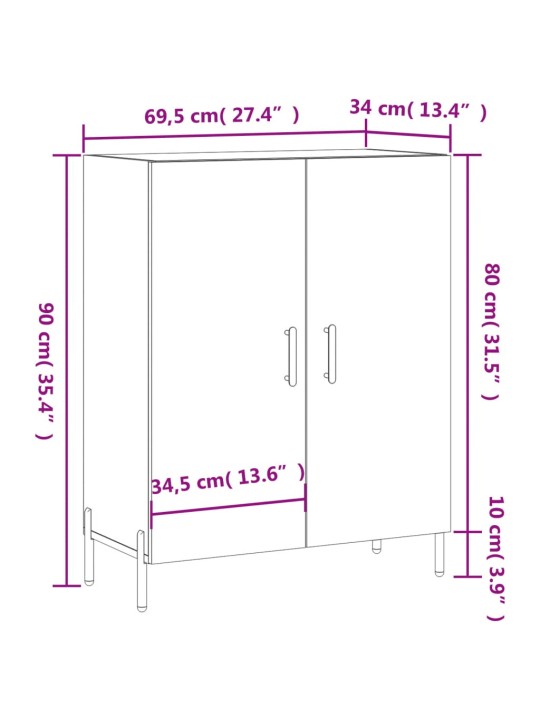 Puhvetkapp, hall, sonoma tamm, 69,5 x 34 x 90 cm, tehispuit