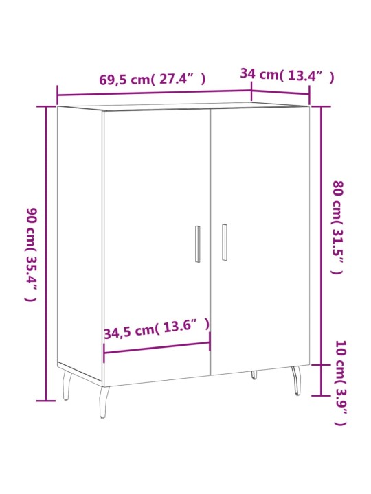 Puhvetkapp, must, 69,5 x 34 x 90 cm, tehispuit