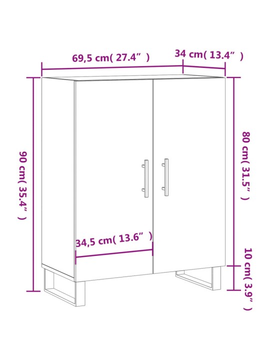 Puhvetkapp, must, 69,5 x 34 x 90 cm, tehispuit