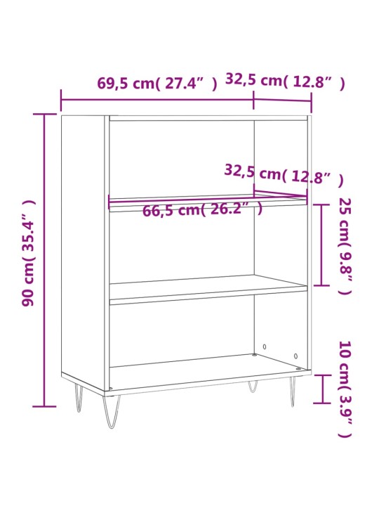 Raamaturiiul, hall sonoma tamm, 69,5 x 32,5 x 90 cm, tehispuit